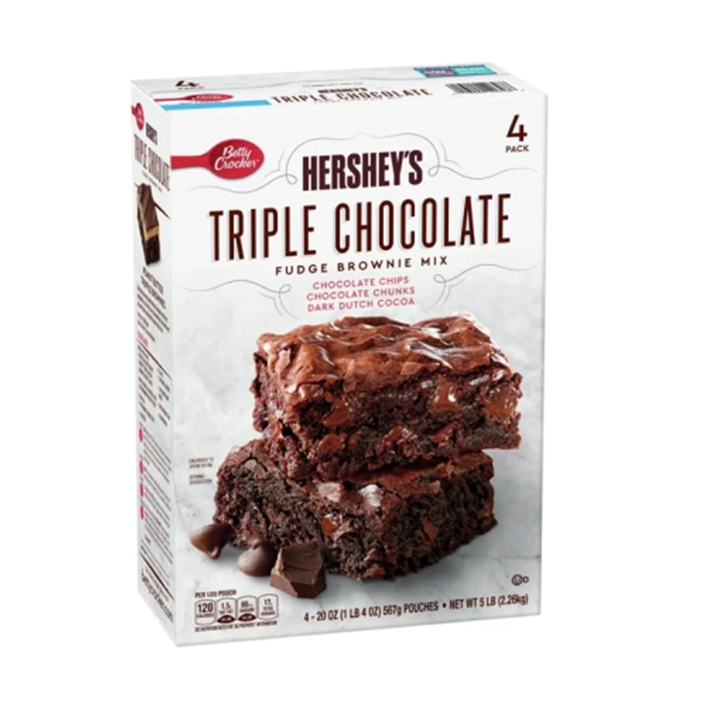 box of hersheys triple chocolate fudge brownie mix